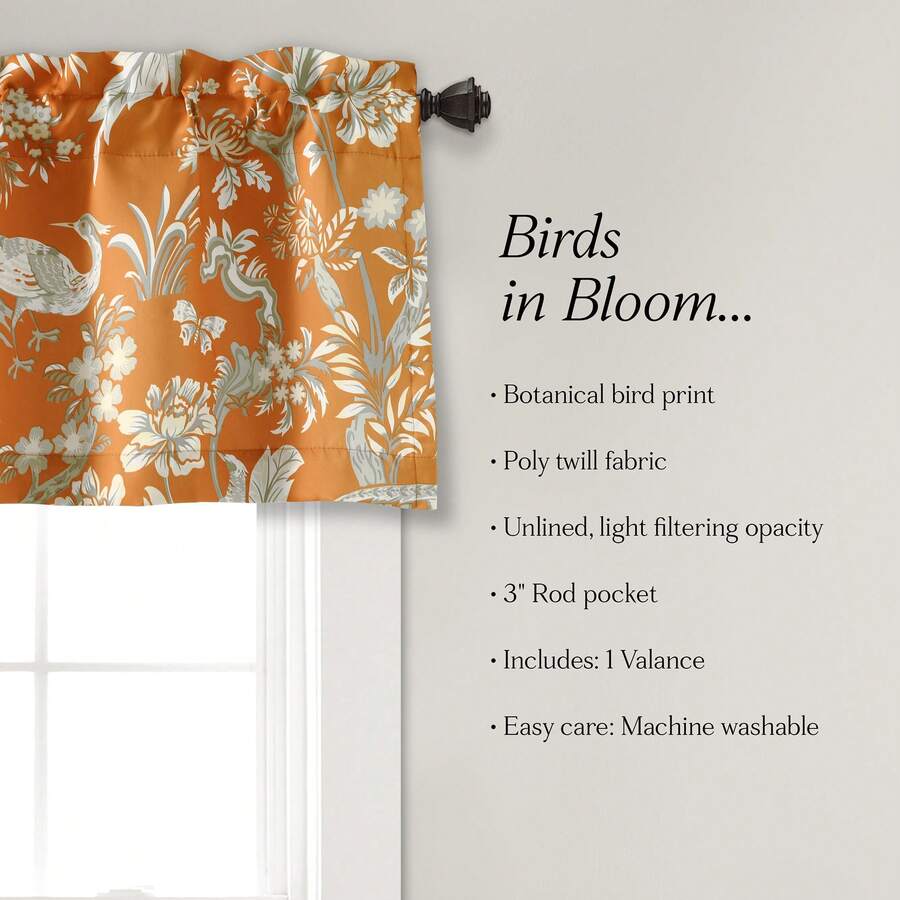 LUSH DECOR Dolores Light Filtering Valance Blue Single 52X18+2 Halloween-Fall Decor-Room Decor - Orange - View 1