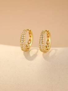 EleRunis 1 对 925 纯银防过敏曲线耳环 18K 镀金细小软骨耳环穿孔珠宝适合女士日常佩戴 - 金色 - 查看 3