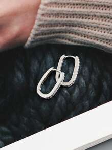 1 Pair Oval & Square Earrings For Women, Fashion Minimalist Unique Niche Design Earrings, Suitable For Daily, Party Wear, Gift For Holidays