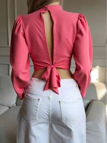 Women Blouses - 乾枯玫瑰色 - 查看 2
