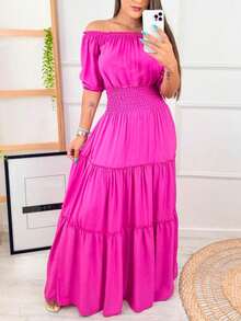 LONG  DRESS - สีชมพูบานเย็น - ดู 1