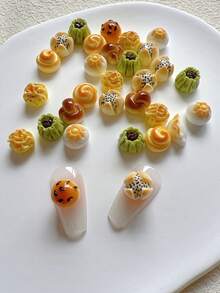 1 Pack 3D Resin Jewelry Decorations, Chinese Steamed Buns, Dumplings, Hamburgers, Bread Resin Accessories