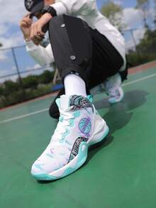 High-Top Breathable Basketball Shoes, Lightweight, Non-Slip, Durable, With Friction Sound - 2188 White Moon - View 3
