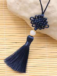 1 Pc Of Retro Chinese Style Tassel Pendant Bag Decoration Accessory Wearing Jade Bead Tassel Multifunctional USB Bookmark Car Pendant Suitable For Daily Use Fall