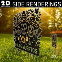 2D Flat, 1pc Death Garden Symbol - Mexican Sugar Skull Decor With Sun Hat, Acrylic Outdoor Indoor Sign For Halloween, Graveyard, Yard - Easy Ground Insertion, Gothic Home & Holiday Display, Durable Graphic Design, No Battery Required, Halloween Decor, Graveyard Decor, Art Decor Style, Windproof Decor, 2D Flat