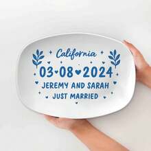 Personalized Wedding Platter, Custom Gift For Couple With Names & Date, Just Married Keepsake, Anniversary Tray, Engagement Gift