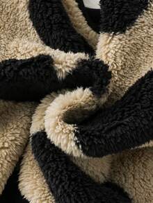 Conjunto de sudadera de cuello redondo con estampado de corazón y pantalones acampanados de unicolor suave para niñas, otoño/invierno - Caqui - Ver 7