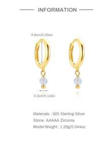 EleRunis 1 对 925 纯银防过敏厚实蛋白石吊坠耳环 18K 镀金小耳骨耳环穿孔珠宝适合女士日常佩戴 - 金色 - 查看 6