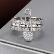 1 buah Cincin Sederhana 3 Lapis yang Dapat Dipisahkan dengan Batu Zirkonia Sintetis untuk Wanita - MultiWarna - View 21