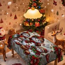 1pc Rectangular Tablecloth, Christmas Themed Tablecloth Collection With Reindeer, Gingerbread Man, Snowman And Other Patterns, Creates Holiday Atmosphere, Suitable For Daily Home, Living Room, Dining Room, Christmas-Themed Events