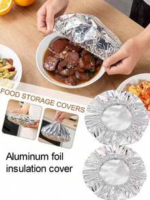 1/10/20/30/50 szt. Aluminiowe osłonki izolacyjne na stół kuchenny i jadalny - wielokrotnego użytku, termoizolacyjne osłonki na żywność na pikniki, kemping i do użytku domowego, osłona na podgrzewacz do żywności na kempingu | Folia spożywcza | Wielokrotnego użytku osłonka na żywność, folia spożywcza, organizery do lodówki, przechowywanie