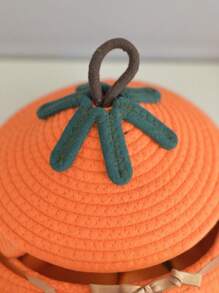 Halloween Home Pumpkin With Lid Woven Creative Storage Basket Living Room Desktop Coffee Table Sundry Storage Box Snack Storage Box With Lid Pumpkin Storage Basket, Fall Decor