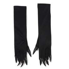1 Pair Of Black Witch Gloves With Claw Nails, Halloween Horror And Bloody Cat Claw Rubber Gloves ,Theme Party Role-Playing, Women's Clothing Accessories, Suitable For Halloween Women's Gloves