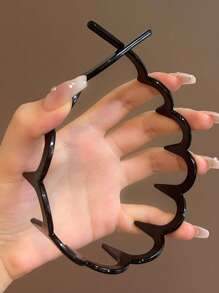 3条/1条 15.75英寸/40厘米 亮面纯色齿状发箍，黑/白/粉色可选，简约时尚百搭高端纯色发饰，适合日常出行、休闲、派对、通勤、度假、洗脸、化妆、搭配服装等场合，可作发带、发箍、发饰、女士发箍等。 - 彩色 - 查看 2