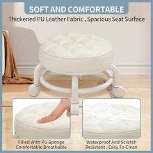 360 Rotating Low Stool,Rolling Pulley Low Stool With Wheels - White - View 3