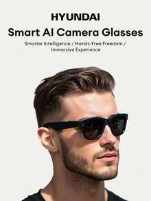 HYUNDAI M01 AI Smart Glasses, Bluetooth Earphones, Smart Translator, Cross-Language Communication Voice Assistant, Built-In Camera, Ultra-Long Battery Life, Low Latency, Music, Call, Conference, Office, Business, Travel, Wireless Glasses Earphones