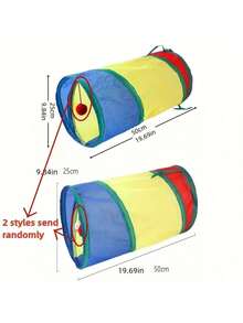 Túnel plegable para gatos, túnel de combinación de 4 vías arcoíris para gatos y conejos, tubo plegable para interiores/exteriores, fácil de transportar - Multicolor - Ver 3