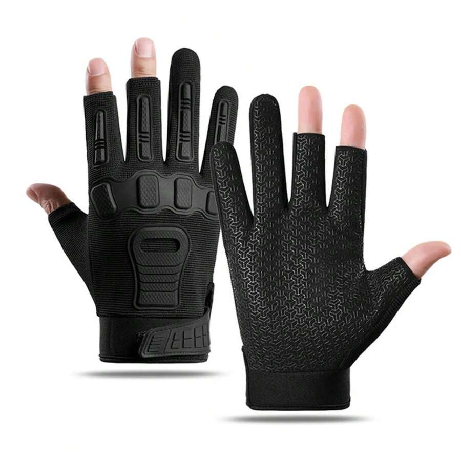 Tactical Gloves Women And Men Outdoor Rock Climbing Finger Leakage Training Anti Slip Cycling Tactical Gloves - Black - View 1