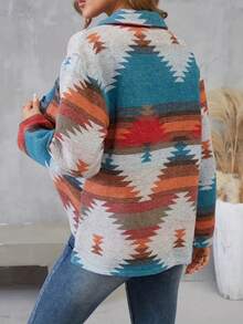 Veste femme rétro à motif géométrique blocs de couleurs, automne - Multicolore - Voir 5