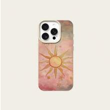 1pc TPU Material Dreamy Sun & Star Celestial Element Pattern Phone Case Suitable For IPhone/ Phones - White - View 5