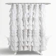 Lush Decor Kemmy Ruffled Shower Curtain, Single, 72" W X 72" L, White - Bathroom Curtain - Fabric Shower Curtains For Bathroom - Coquette Decor Halloween-Fall Decor-Room Decor - 白色 - 查看 6