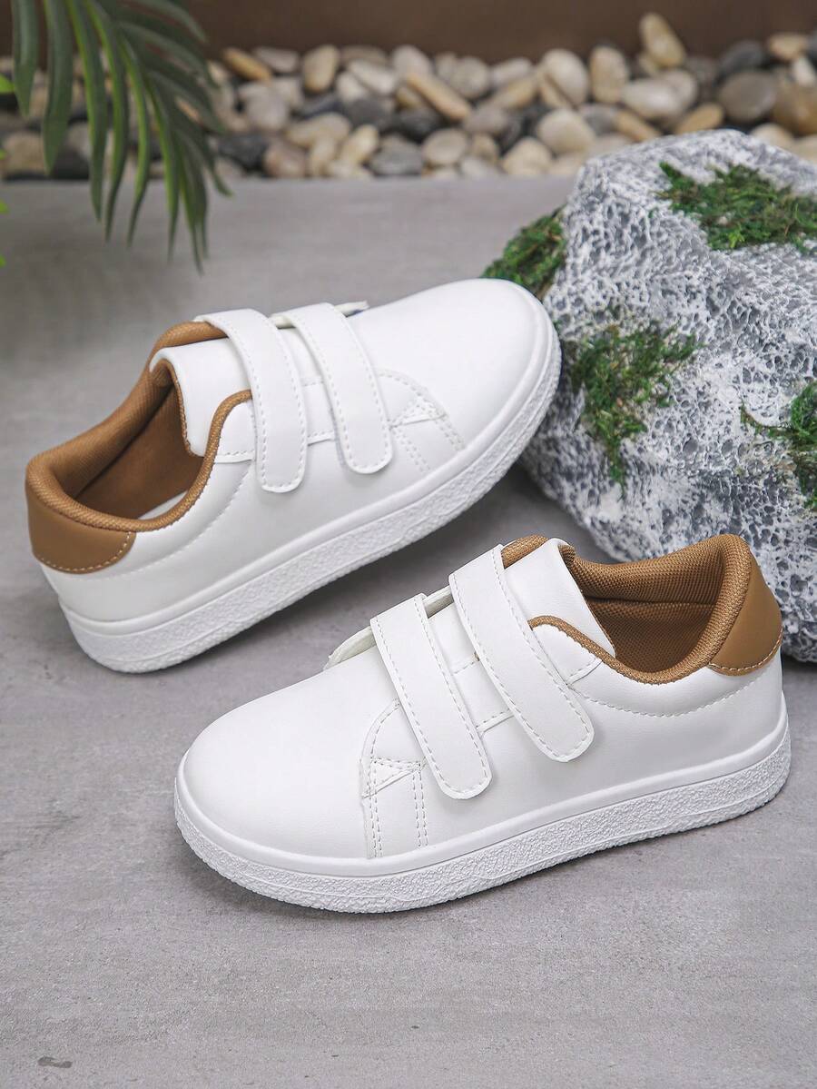 1 Pair Casual Outdoor Student Spring/Autumn Unisex Children Comfortable Hook And Loop Non-Slip Fashion Flat Sports Shoes - White - View 1