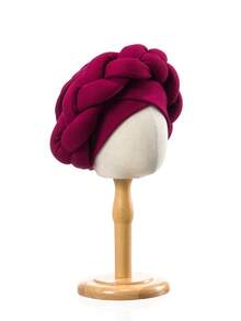 1pc  Plain  Rose    Casual    Polyester    Plain    Turban Hat  Daily - 黑色 - 查看 3