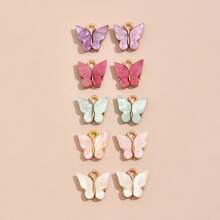 10pcs Light Color Butterfly Pendant Beads - Pastel Pink, Purple, Mint Green & White With Golden-Tone Metal Settings, High-Quality DIY Jewelry Making Supplies For Necklace, Bracelet, Earrings Crafting, Butterfly Jewelry, Creative Crafting, Feminine Style, Fine Craftsmanship, Craft Enthusiasts