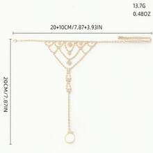Elegant Multi-Layer Rhinestone Toe Ring Anklet Vacation & Party Wear, All-Season Fashion Jewelry For Beach Holidays Foot Jewelry For Beach Wedding - Gold - View 6