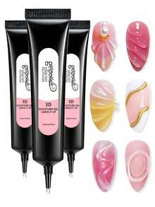 3PCS 15ml 3D Nail Gel Nail Art - Nail Gel Sculpting Gel No Wipe Clear Gel Polish For Nail Designs DIY Nail Art For Drawing, Molding, Sculpture And Decoration