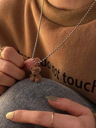 女士泰迪熊項鍊，極簡風格，個性化，原宿風格鎖骨鍊