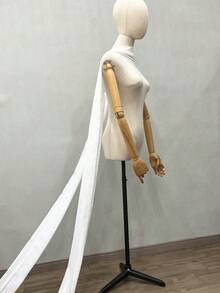 1pc White Bridal Tulle Halter Neckline Shawl Shoulder Strap, Adjustable Back Wedding Dress Accessory Fall Clothes For Women - Multicolor - View 5