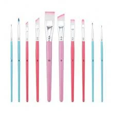 10pcs Body Art Brush Set - Hypoallergenic Nylon Bristles For Face/Body/Nail Painting | Multi-Angle Tips With Dual-Texture Design, Ideal For SFX Makeup, Bridal Henna & Costume Parties,Back To School,School Supplies - Multicolor - View 10