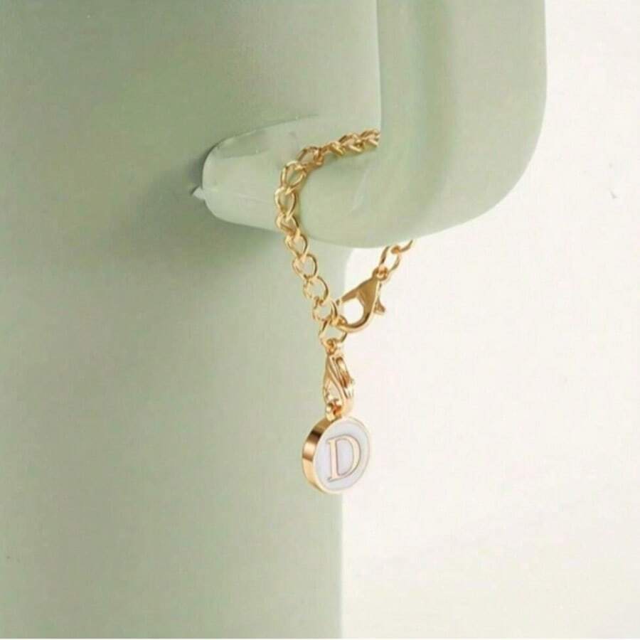 ID Initial Pendant - Lobster Buckle With English Letter Keychain, Creative Water Cup Decoration Pendant, Water Cup Recognition Accessory, Can Be Hung On Backpacks, Keychains, Belts For Decoration, Is A Halloween And Christmas Gift For Friends And Family Home Decor Halloween Decor Room Decor - White - View 1