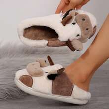Slippers For Women Adorable Cow Design Soft Cotton Home Shoes Comfortable - Khaki - View 7