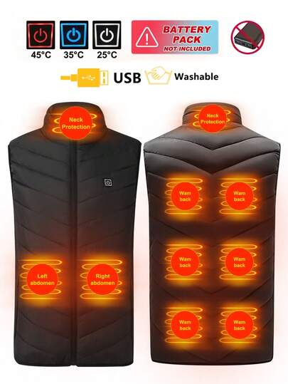 X-TIGER 9 Zone Heated Vest Men Winter Warm Thick Electric Heated Vest USB Heated Jacket Heated Down Jacket Winter Men Heated Warm Vest