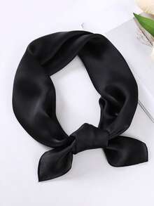 1pc Solid Color 70cm Faux Silk Printed Bandana Scarf, Minimalist Headscarf, Fashion Square Scarf, Elegant Neckerchief, Orange/Green/Red, Suitable For Halloween Costume, Headband, Gift Or Performance Scarf For Dress - 70 Satin - View 20