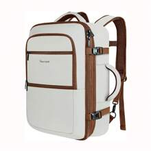 VANCROPAK Expandable Personal Item Travel Backpack For Women, 40L Airline‑Approved Carry On Underseat Bag With Luggage Sleeve, Lightweight Water‑Resistant Weekender Backpack For Business Trips, College Students, Moms, Summer Vacation, Back To School & Holiday Gift, Beige