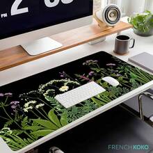 French KOKO Desk, Large Desk Pad Large Mouse Pad Cute Desk Accessories Home Office Essentials XL Desk Desk Pad Keyboard Mouse Desk Pads On Top Of Desks Computer Pink Floral Women Girls - Dark Chic - 查看 2