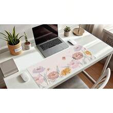 French KOKO Desk, Large Desk Pad Large Mouse Pad Cute Desk Accessories Home Office Essentials XL Desk Desk Pad Keyboard Mouse Desk Pads On Top Of Desks Computer Pink Floral Women Girls - 柔和的花朵 - 查看 3