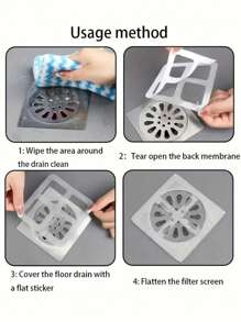 10pcs Self-Adhesive Square Drain Filter - Multi-Functional Anti-Insect, Anti-Odor, Anti-Clogging, Suitable For Kitchen And Bathroom Sinks, Easy To Install Various Size Mesh Screen, Kitchen Sink Drain Filter, Odor Control, Flexible Mesh Design, Fine Mesh Material, High-Quality Sink Filter, Hair Catcher For Kitchen And Bathroom Drain Pipes, Easy To Install