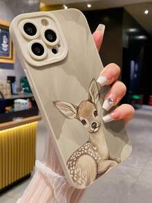 Deer Painted Beige Minimalist Shockproof Thick Phone Protective Case With Printed Design, Compatible With IPhone 15/16 Pro Max, XR/7/8, IPhone 15 Pro Max/12 Pro Max/13 Pro Max/14 Pro Max, 13, 14, 11, 12P, 14P, 11P, 12P, XS, XR, 7/8P, 7/8G, ES2, Compatible With A13 4G, A22, A21S, A51 4G, A52, S22 Ultra, A33 5G, Compatible With Redmi 10, Redmi Note 11 4G, Redmi 11 Lite, A53, TPU A14/A23/S23 Ultra, S24, A14, A15, S23, A73, Redmi Phone Cases - Multicolor - View 2