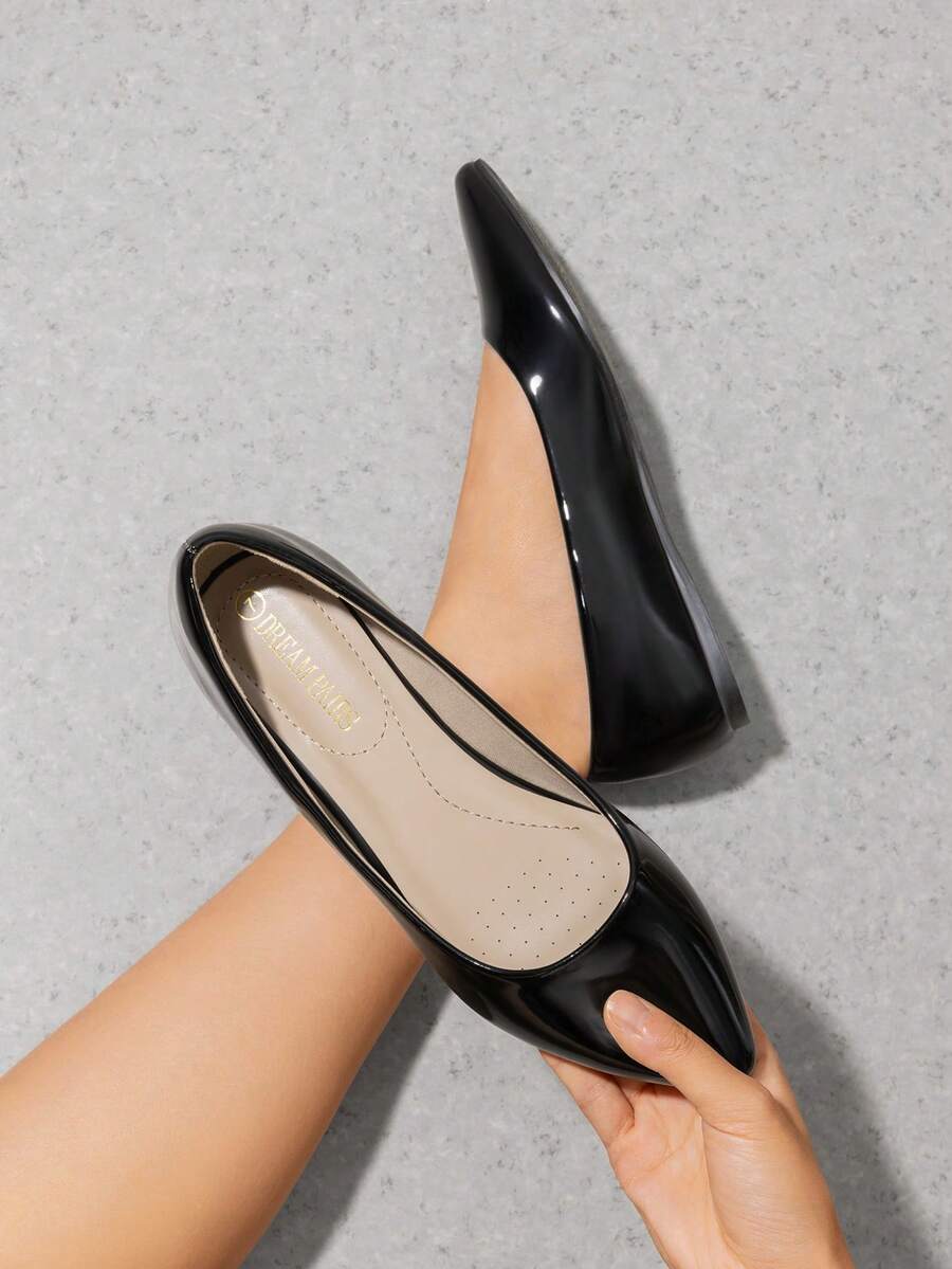 Women Casual Pointed Toe Ballet Comfort Soft Slip On Valentine's Day Flats Shoes Valentines - 黑色 - 查看 1