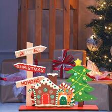 1 pieza Decoración de mesa navideña, Letrero de madera Centropieza de mesa navideña, Decoración de fiesta de Navidad