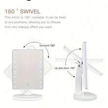 1pc 16LED Makeup Mirror With Light, Desktop Mirror Surface Rotatable Makeup Mirror Light 3-Speed