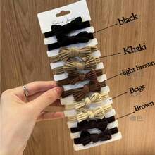 5pcs/10pcs Bohemian Style Bowknot Hair Scrunchies - Elastic Hair Ties With Retro Print And Solid Color Design, Suitable For Ponytail, Daily Use And Festivals, Multifunctional Hair Accessories