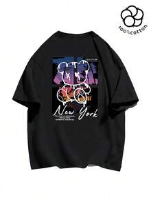 Heavy Pound Cotton 210g Men's Autumn/Winter Cotton Crew Neck Loose Casual Long Sleeve T-Shirt - Black - View 2