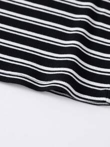 Annil Kinderkleidung, Mädchen, mittleres Kindesalter, Teenager, Strickpullover mit mittlerem Ausschnitt und Langarm, farbblockgestreiftes T-Shirt, süße Spitzenunterlage, Herbst - Schwarz - Übersicht 8