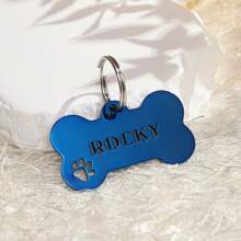 1 pièce Étiquette d'identification personnalisée pour animal de compagnie, étiquette d'identification pour chien, étiquette de nom pour chien, étiquette d'identification pour chien personnalisée, étiquette de chien gravée, étiquette de chien noire personnalisée, étiquette d'os, beau cadeau mémoriel pour papa le jour de la fête des pères