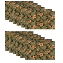 1/4/6/8/12 pièces Sets de table imprimés en lin, lavables, tapis de protection de surface, sets de table d'intérieur et d'extérieur, convient pour les fêtes, la cuisine et la décoration de la salle à manger - Multicolore - Voir 30